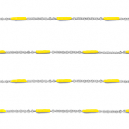Apprêts en acier Inox chaîne maille jaseron avec barre Argenté-jaune