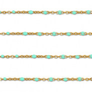 Apprêts en acier Inox chaîne maille jaseron 1mm Doré-turquoise menthe