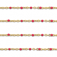 Apprêts en acier Inox chaîne maille jaseron 1mm Doré-rouge cerise