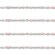 Apprêts en acier Inox chaîne maille jaseron 1mm Argenté-rose clair