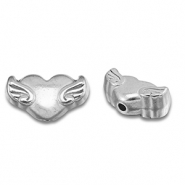 Perles en acier Inox coeur avec aile Argenté