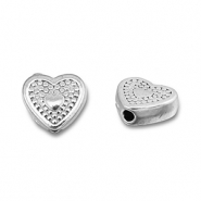 Perles en acier Inox coeur Argenté