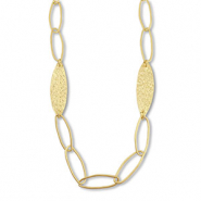 Cha&icirc;nes maille accroche-regard ovale avec feuille Dor&eacute;