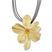 Colliers accroche-regard cordon avec fleur Noir-dor&eacute;