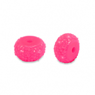 Perles en r&eacute;sine rondelles 8mm Rose n&eacute;on