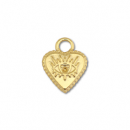 Breloques en acier Inox coeur avec Oeil Porte-Bonheur Doré