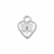 Breloques en acier Inox coeur avec Oeil Porte-Bonheur Argenté