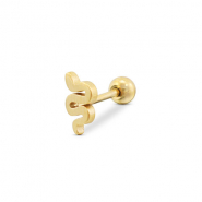 Piercing d&rsquo;oreilles en acier Inox serpent Dor&eacute;