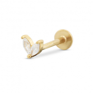 Piercing d&rsquo;oreilles en acier Inox feuille Dor&eacute;