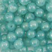 Perles en verre avec pailletes 6 mm Bleu turquoise-doré