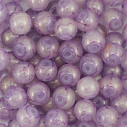Perles en verre avec pailletes 4 mm Violet-doré