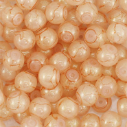 Perles en verre avec pailletes 4 mm Orange corail-doré
