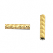 Perles en acier Inox tubes 10mm Dor&eacute;