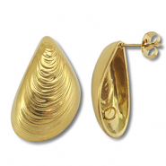 Apprêts en acier Inox boucles d'oreilles / puces d’oreilles moule avec anneau Doré