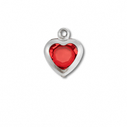 Breloques en acier Inox coeur Argenté-rouge