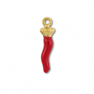 Breloques en acier Inox piment Doré-rouge