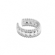Boucles d'oreilles en acier inox ear cuff c&oelig;ur Argent&eacute;