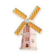 Broches moulin Doré-rose clair-jaune doré-transparent