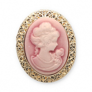 Broches Camée ovale Doré-rose vintage