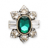 Broches ovale Doré-vert-transparent