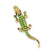Broches crocodile Doré-vert-noir