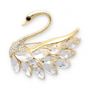 Broches cygne Doré-transparent-noir