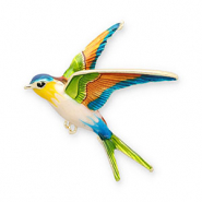 Broches hirondelle Doré-vert-orange-bleu