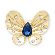 Broches papillon Doré-bleu foncé-transparent