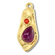 Breloques en métal DQ irrégulier Doré (sans nickel)-violet-rouge