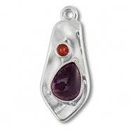 Breloques en métal DQ irrégulier Argenté antique (sans nickel)-violet-rouge
