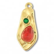 Breloques en métal DQ irrégulier Doré (sans nickel)-rouge-vert