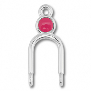 Breloques en m&eacute;tal DQ connecteur Argent&eacute; antique (sans nickel)-magenta
