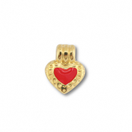 Breloques en métal DQ cœur Doré (sans nickel)-rouge
