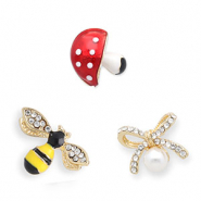 Pins abeille / nœud / champignon Doré-jaune-noir-rouge
