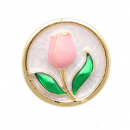 Pins tulipe Doré-rose clair-vert-blanc