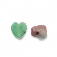 Pierres naturelles perles Quartz c&oelig;ur Vert fonc&eacute;
