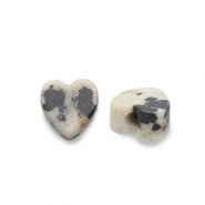 Pierres naturelles perles Jaspe Dalmatien c&oelig;ur Greige