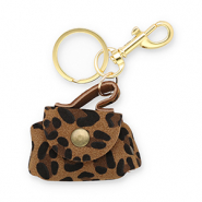 Porte-clés sac à main avec imprimé léopardMarron-noir-doré