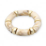 Bracelets en r&eacute;sine Dor&eacute;-blanc cass&eacute;-beige