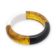 Bracelets jonc en r&eacute;sine Transparent marron ambre-blanc