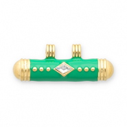 Message bead breloques en acier Inox Doré-vert-transparent