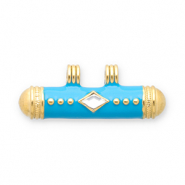 Message bead breloques en acier Inox Doré-bleu-transparent