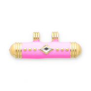 Message bead breloques en acier Inox Doré-rose-transparent