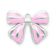 Breloques en acier Inox nœud Argenté-rose
