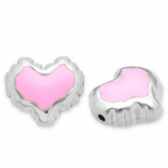 Perles en acier Inox cœur Argenté-rose
