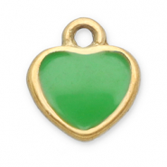Breloques en acier Inox cœur Doré-vert clair