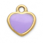 Breloques en acier Inox cœur Doré-lilas
