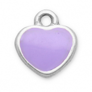 Breloques en acier Inox cœur Argenté-lilas