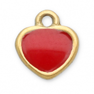 Breloques en acier Inox cœur Doré-rouge
