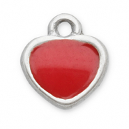 Breloques en acier Inox cœur Argenté-rouge